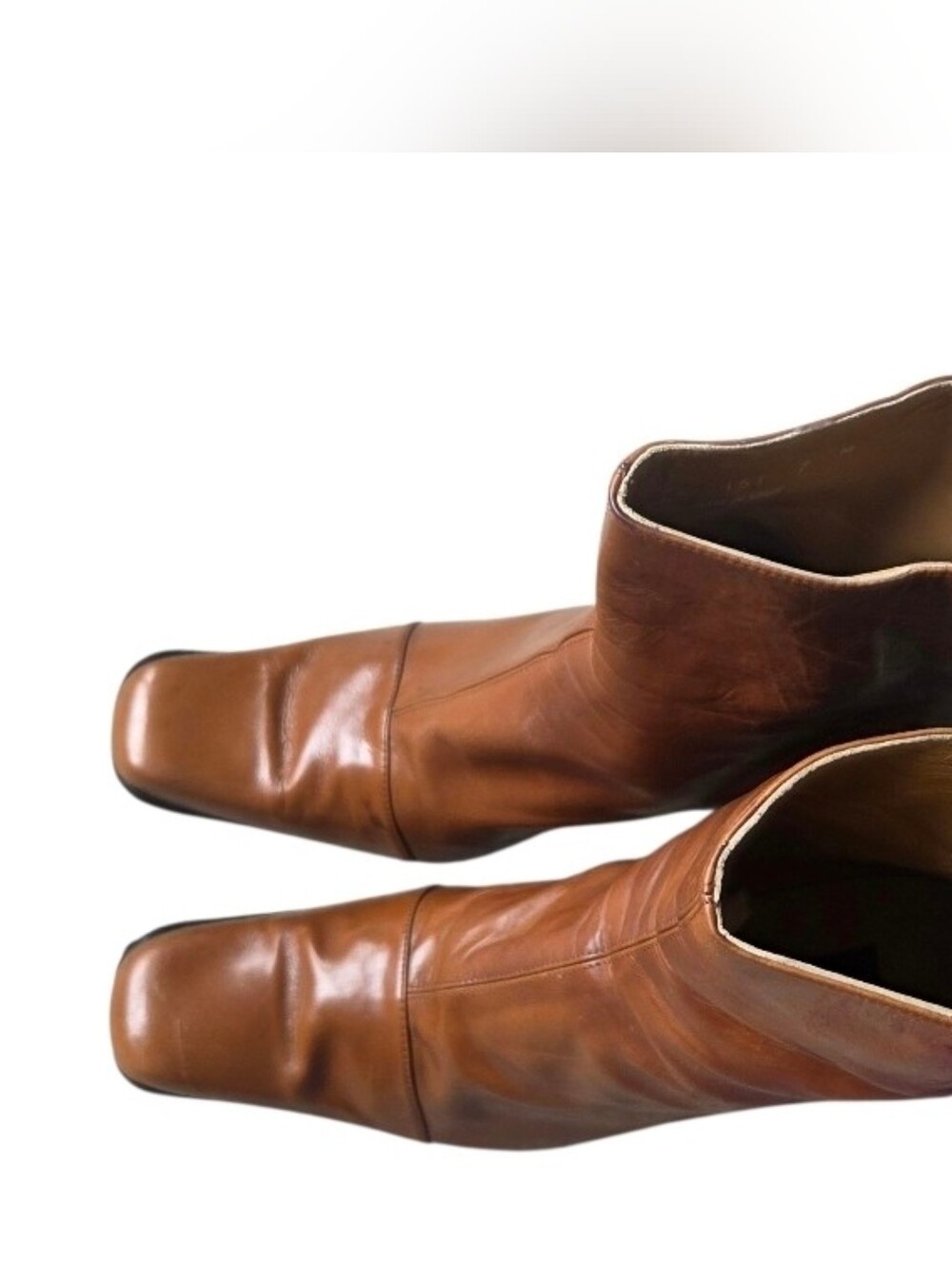 Vintage Y2K Mezlan Brown Leather Healed Square Toe Boots Made In Spain Size 7 - Picture 3 of 16